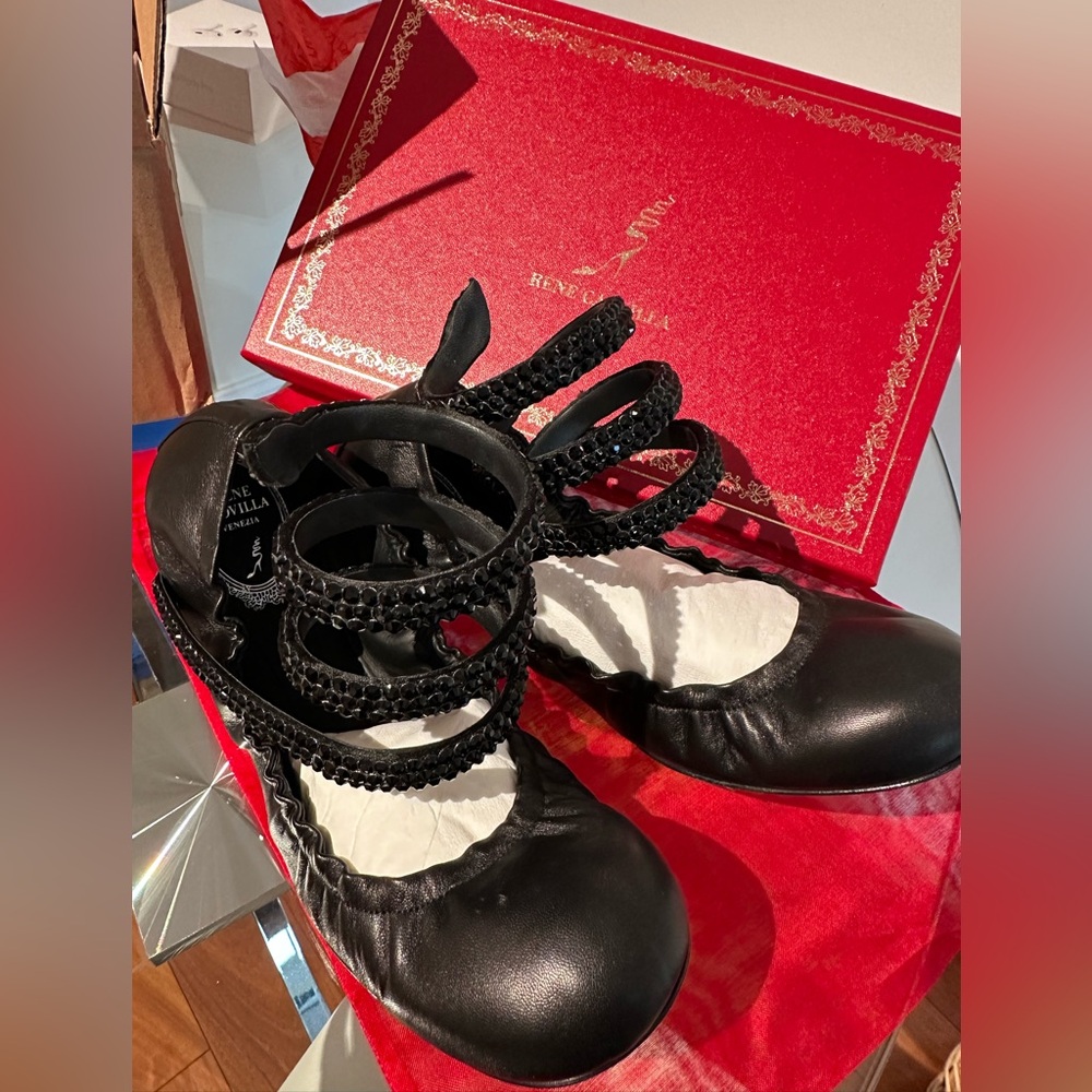 Rene Caovilla ballerina flats black size 41 NEW